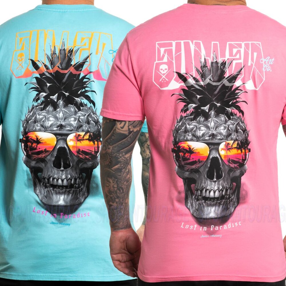 4XL, 5XL: Sullen Pineapple Paradise Premium SCM4340 Short Sleeve Men`s T-shirt